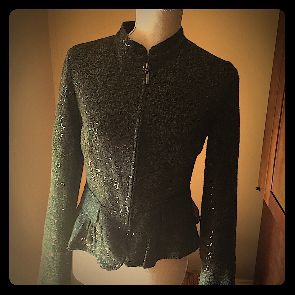 REDUCED! NWOT INC Gray Wool Sequined Peplum Jacket